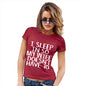 Womens Novelty T Shirt Christmas I Sleep In So My Wife Doesn't Have To Women's T-Shirt Small Red