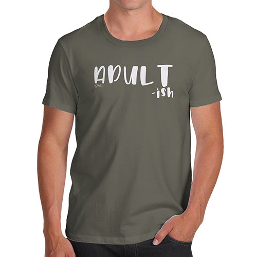Funny Mens T Shirts Adult-ish Men's T-Shirt Small Khaki