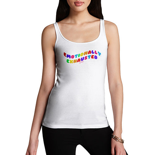 Funny Tank Top For Mom Emotionally Exhausted Women's Tank Top Medium White