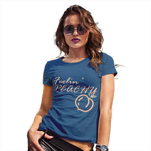 Novelty Tshirts Women Feelin' Peachy Women's T-Shirt X-Large Royal Blue