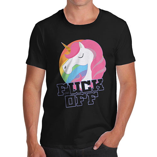 Mens T-Shirt Funny Geek Nerd Hilarious Joke F-ck Off Unicorn Men's T-Shirt Medium Black