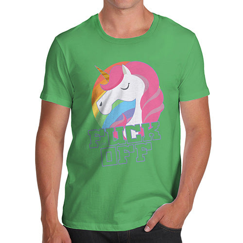 Funny Tee Shirts For Men F-ck Off Unicorn Men's T-Shirt Large Green