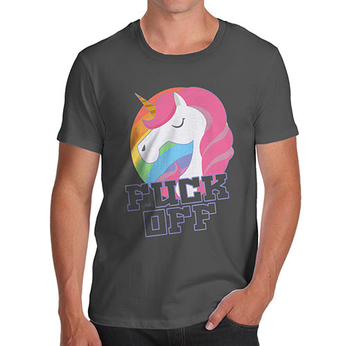 Mens Novelty T Shirt Christmas F-ck Off Unicorn Men's T-Shirt X-Large Dark Grey