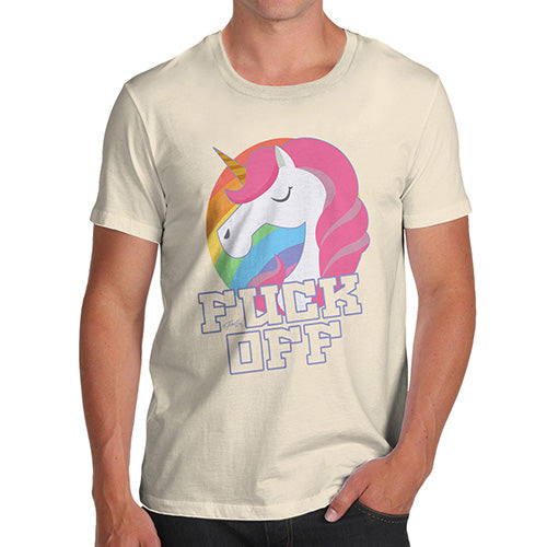 Novelty T Shirts For Dad F-ck Off Unicorn Men's T-Shirt Large Natural