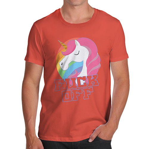 Funny T-Shirts For Men F-ck Off Unicorn Men's T-Shirt Large Orange