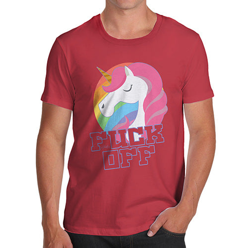 Funny Mens T Shirts F-ck Off Unicorn Men's T-Shirt Medium Red