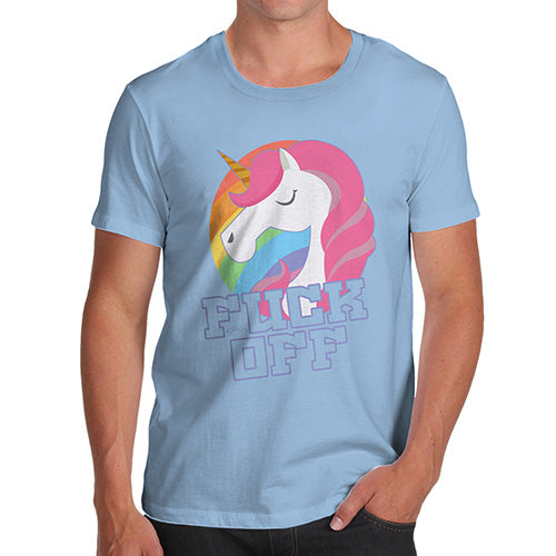 Funny Tshirts For Men F-ck Off Unicorn Men's T-Shirt Large Sky Blue