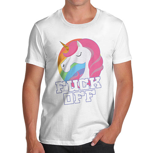 Funny Tshirts For Men F-ck Off Unicorn Men's T-Shirt Medium White