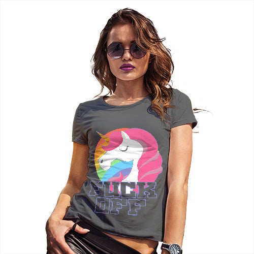 Funny T Shirts For Women F-ck Off Unicorn Women's T-Shirt Small Dark Grey