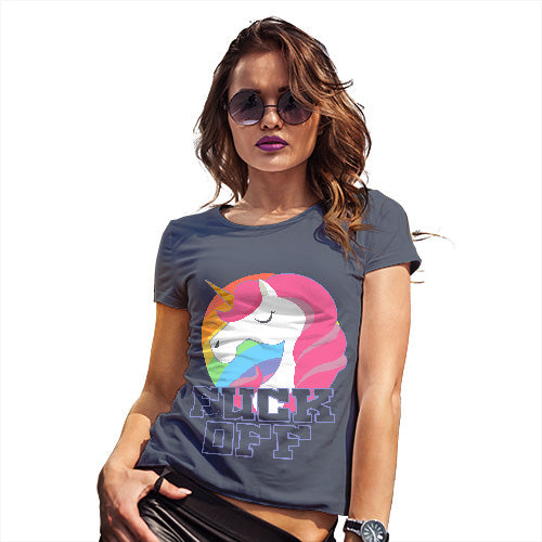 Funny Gifts For Women F-ck Off Unicorn Women's T-Shirt X-Large Navy