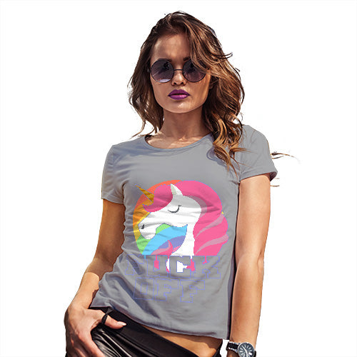 Novelty Gifts For Women F-ck Off Unicorn Women's T-Shirt X-Large Light Grey
