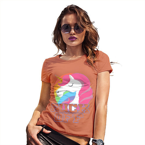 Womens Novelty T Shirt F-ck Off Unicorn Women's T-Shirt Small Orange