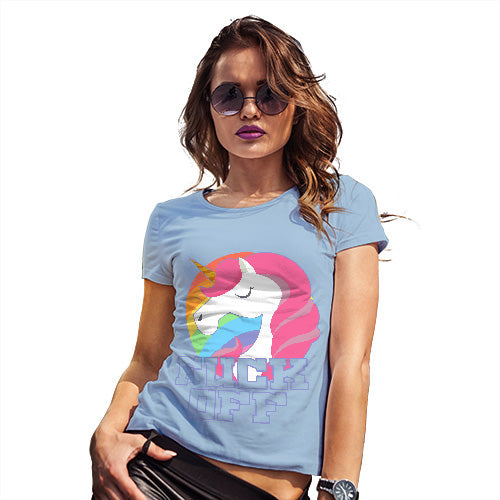 Womens T-Shirt Funny Geek Nerd Hilarious Joke F-ck Off Unicorn Women's T-Shirt X-Large Sky Blue