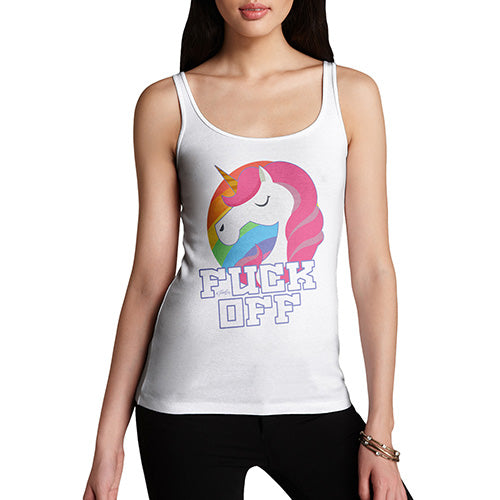 Womens Novelty Tank Top F-ck Off Unicorn Women's Tank Top Small White