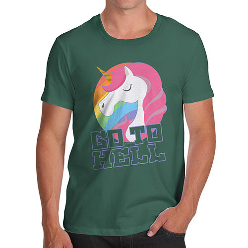 Funny Mens Tshirts Go To Hell Unicorn Men's T-Shirt Medium Bottle Green