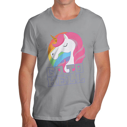 Funny T-Shirts For Guys Go To Hell Unicorn Men's T-Shirt Medium Light Grey