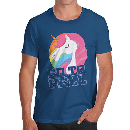 Funny Tee Shirts For Men Go To Hell Unicorn Men's T-Shirt Medium Royal Blue