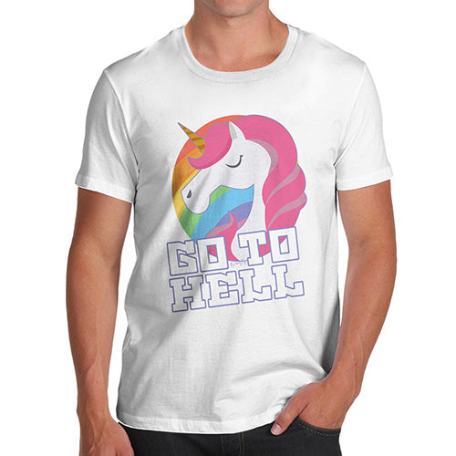 Funny T-Shirts For Guys Go To Hell Unicorn Men's T-Shirt Large White
