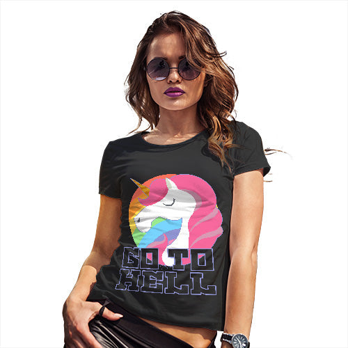 Womens Funny Tshirts Go To Hell Unicorn Women's T-Shirt Small Black