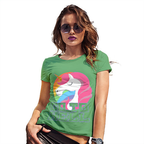 Funny T Shirts For Women Go To Hell Unicorn Women's T-Shirt X-Large Green
