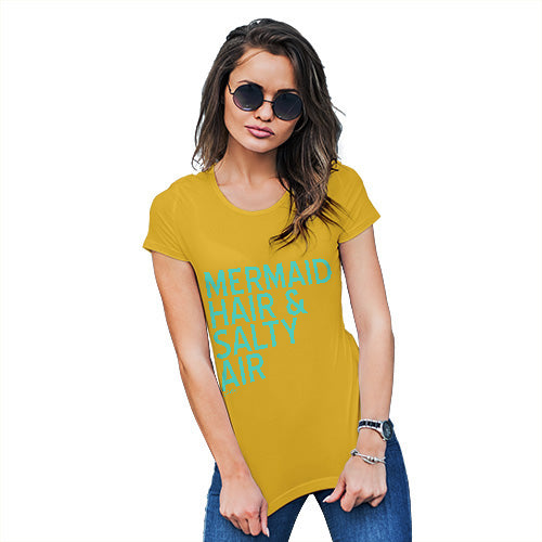 Funny Tshirts For Women Mermaid Hair & Salty Air Women's T-Shirt X-Large Yellow