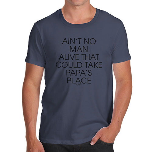 Funny Tee For Men Papa's Place Men's T-Shirt Large Navy