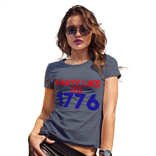 Womens Novelty T Shirt Party Like It's 1776 Women's T-Shirt X-Large Navy
