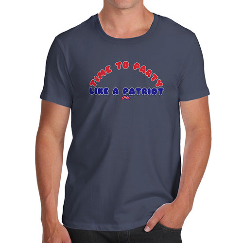 Novelty Tshirts Men Funny Party Like A Patriot Men's T-Shirt X-Large Navy