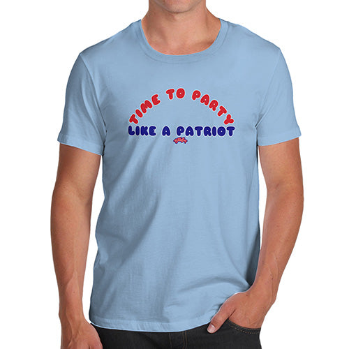 Funny T-Shirts For Men Sarcasm Party Like A Patriot Men's T-Shirt X-Large Sky Blue
