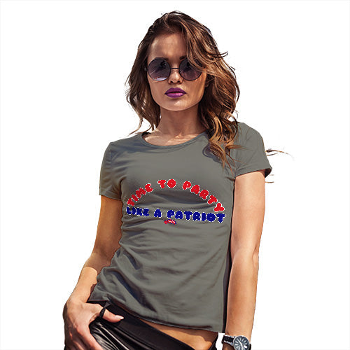 Womens T-Shirt Funny Geek Nerd Hilarious Joke Party Like A Patriot Women's T-Shirt X-Large Khaki