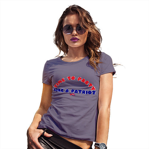 Funny Tshirts For Women Party Like A Patriot Women's T-Shirt X-Large Plum