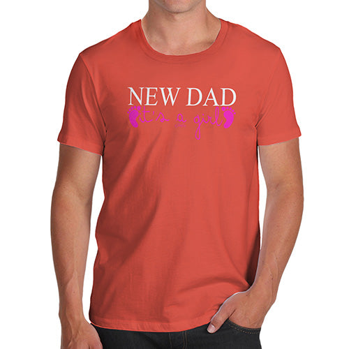 Mens T-Shirt Funny Geek Nerd Hilarious Joke New Dad Girl Men's T-Shirt X-Large Orange