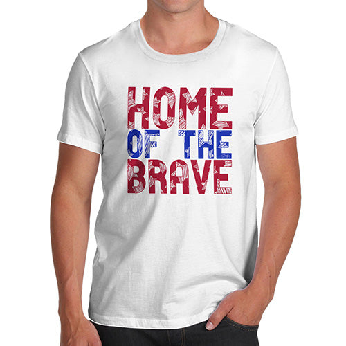 Novelty Tshirts Men Funny Home Of The Brave Men's T-Shirt X-Large White