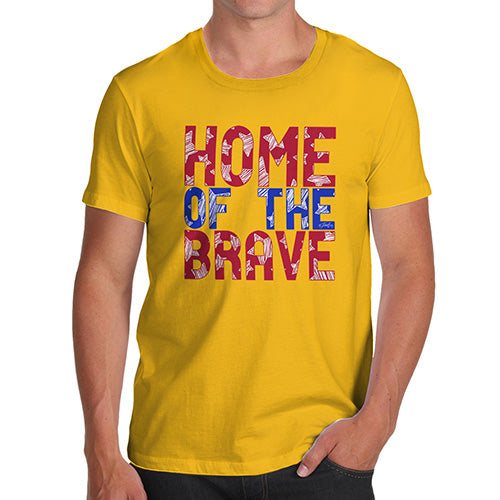 Funny Gifts For Men Home Of The Brave Men's T-Shirt X-Large Yellow