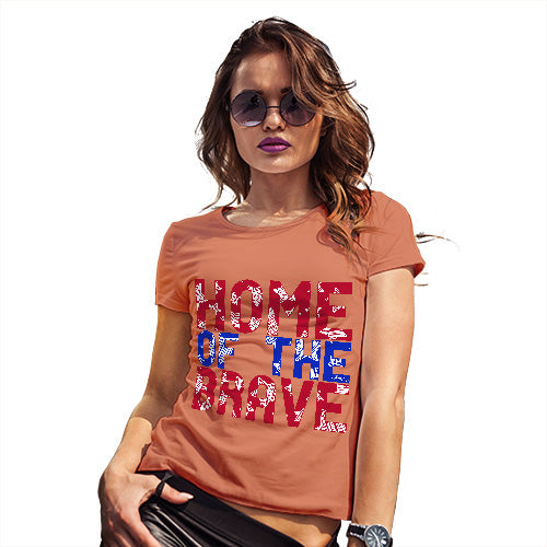 Funny T Shirts For Mom Home Of The Brave Women's T-Shirt X-Large Orange