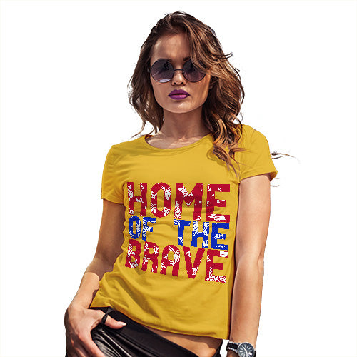 Funny T Shirts For Mom Home Of The Brave Women's T-Shirt X-Large Yellow