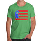 Funny T Shirts For Men Hand Print USA 4th July Flag Men's T-Shirt X-Large Green