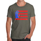 Funny Mens T Shirts Hand Print USA 4th July Flag Men's T-Shirt X-Large Khaki