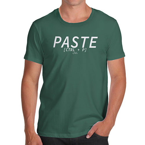 Funny Tee Shirts For Men Paste CTRL + P Men's T-Shirt X-Large Bottle Green