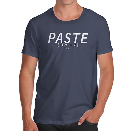Funny Mens Tshirts Paste CTRL + P Men's T-Shirt Large Navy