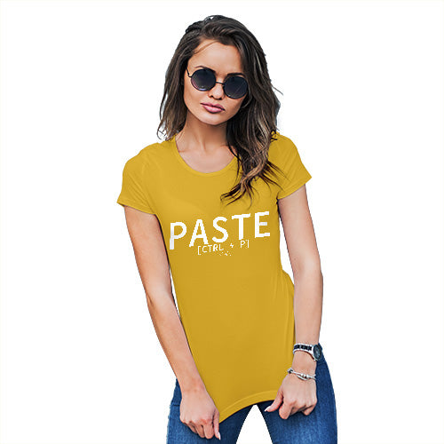 Funny T-Shirts For Women Paste CTRL + P Women's T-Shirt Medium Yellow
