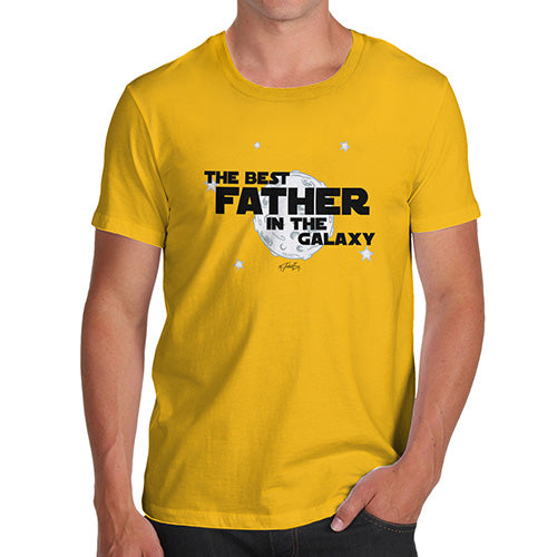 Funny Tee For Men Best Father In The Universe Men's T-Shirt X-Large Yellow