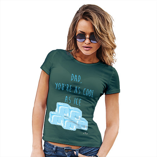 Womens Funny Sarcasm T Shirt Dad You're As Cool As Ice Women's T-Shirt X-Large Bottle Green