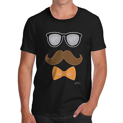 Mens Humor Novelty Graphic Sarcasm Funny T Shirt Glasses Moustache Bowtie Men's T-Shirt X-Large Black
