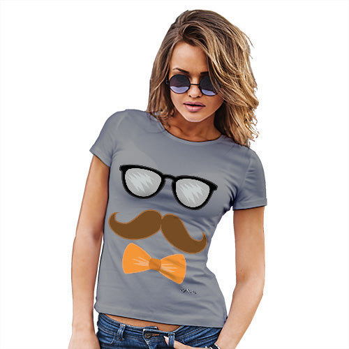 Womens T-Shirt Funny Geek Nerd Hilarious Joke Glasses Moustache Bowtie Women's T-Shirt X-Large Light Grey