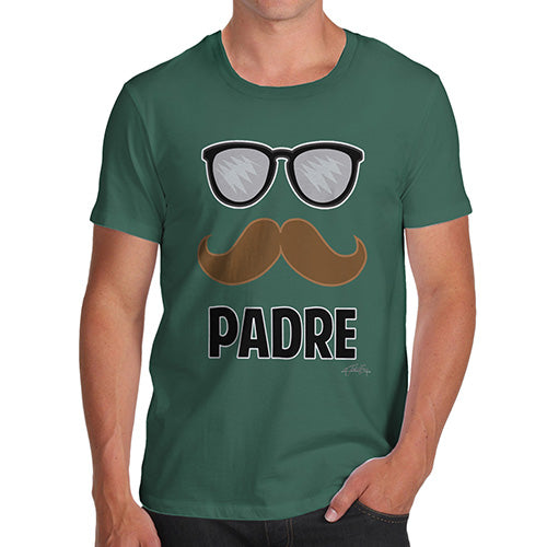 Funny T Shirts For Men Padre Moustache Men's T-Shirt X-Large Bottle Green