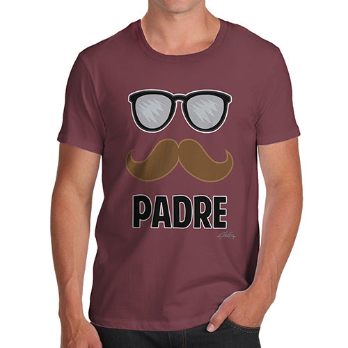 Mens Funny Sarcasm T Shirt Padre Moustache Men's T-Shirt X-Large Burgundy