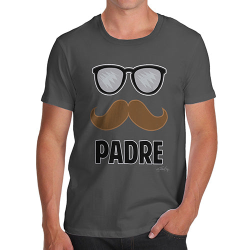 Novelty Tshirts Men Funny Padre Moustache Men's T-Shirt X-Large Dark Grey