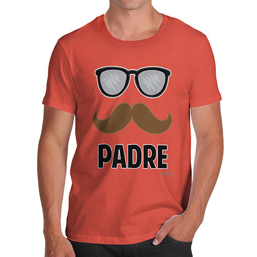 Funny Mens T Shirts Padre Moustache Men's T-Shirt X-Large Orange