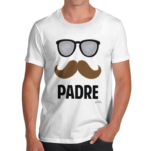Novelty T Shirts For Dad Padre Moustache Men's T-Shirt X-Large White